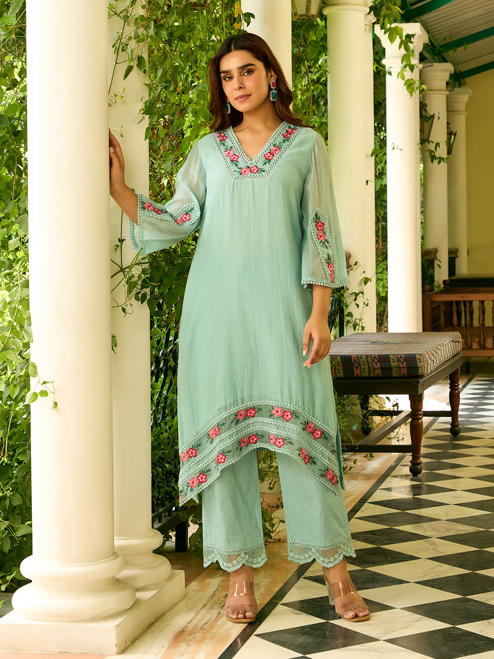 Joban Fashion Purple Kurta Set Chanderi Sequence Embroidery Work main image 0