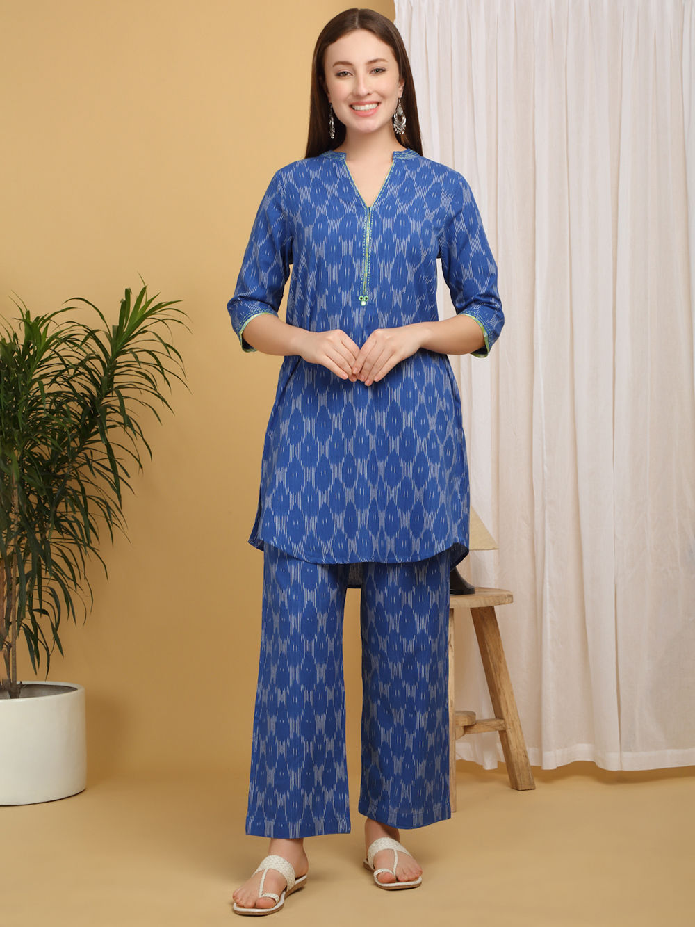 Multicolor Printed Cotton Hand Embroidered Top