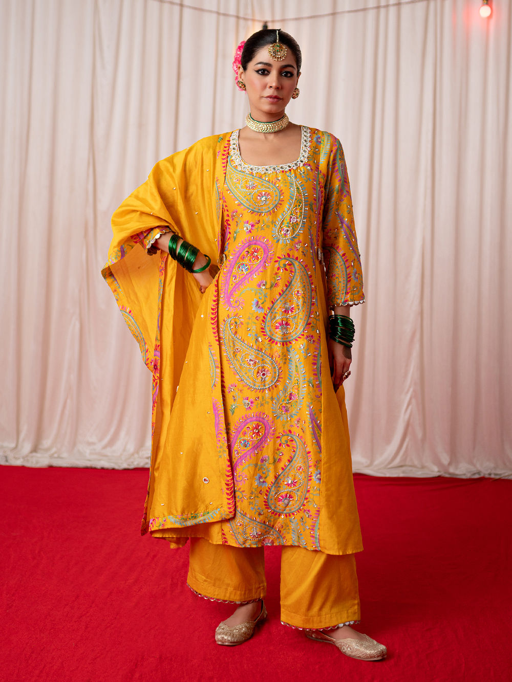 Threads And Motifs Pret Embroidered Chander SIlk 3 Piece Suit 8717