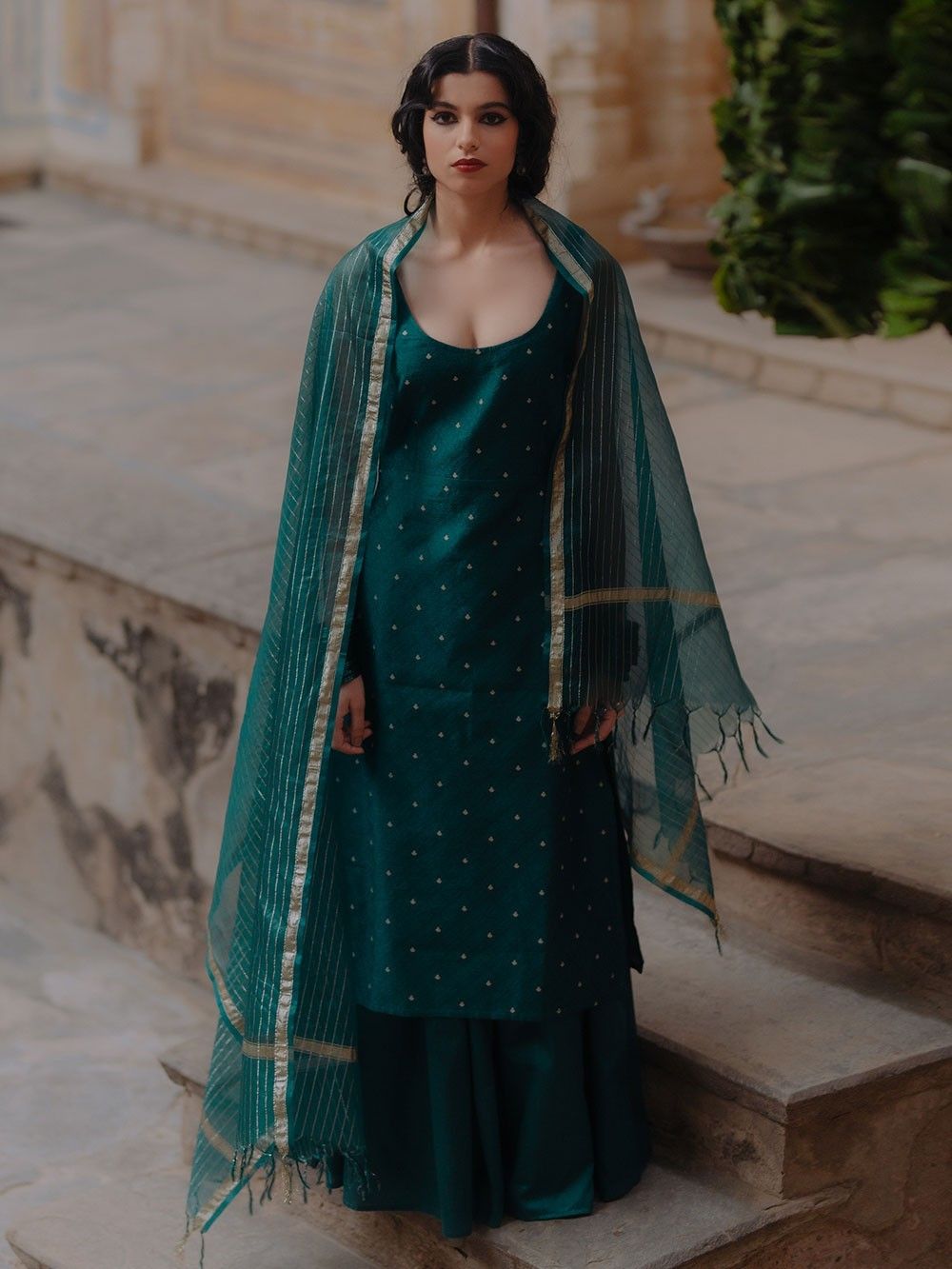 Zarice Organza Suit (Green)￼ main image 0