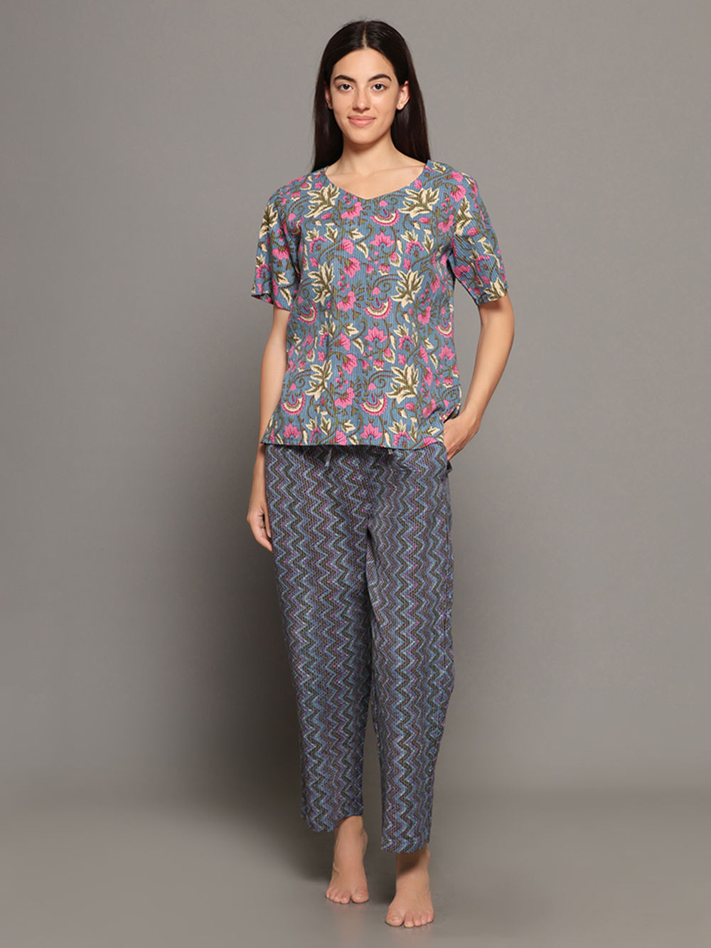 Pink Printed Cotton Co-ord Set - Set of 2