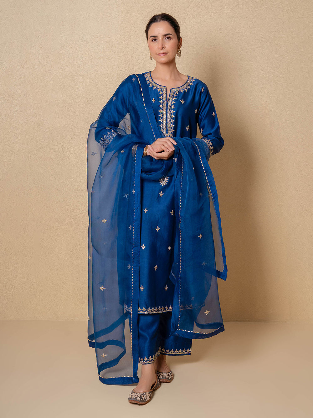 Orange Chanderi suit set