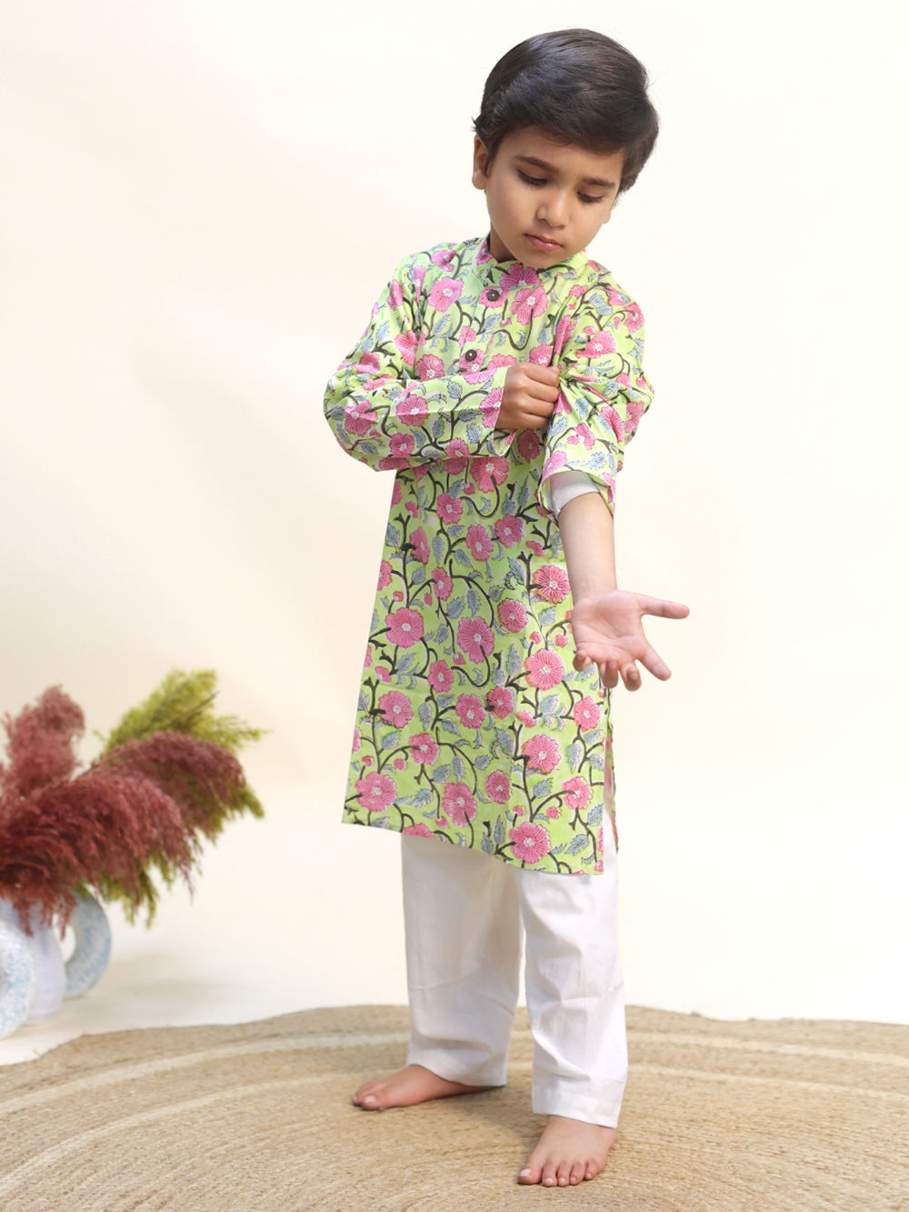 Red Lace Cotton Suit- Set of 3
