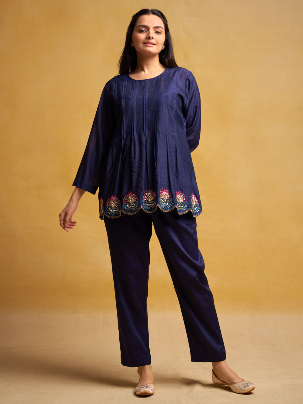 Moonlight Embroidered Chanderi Top - Size Small