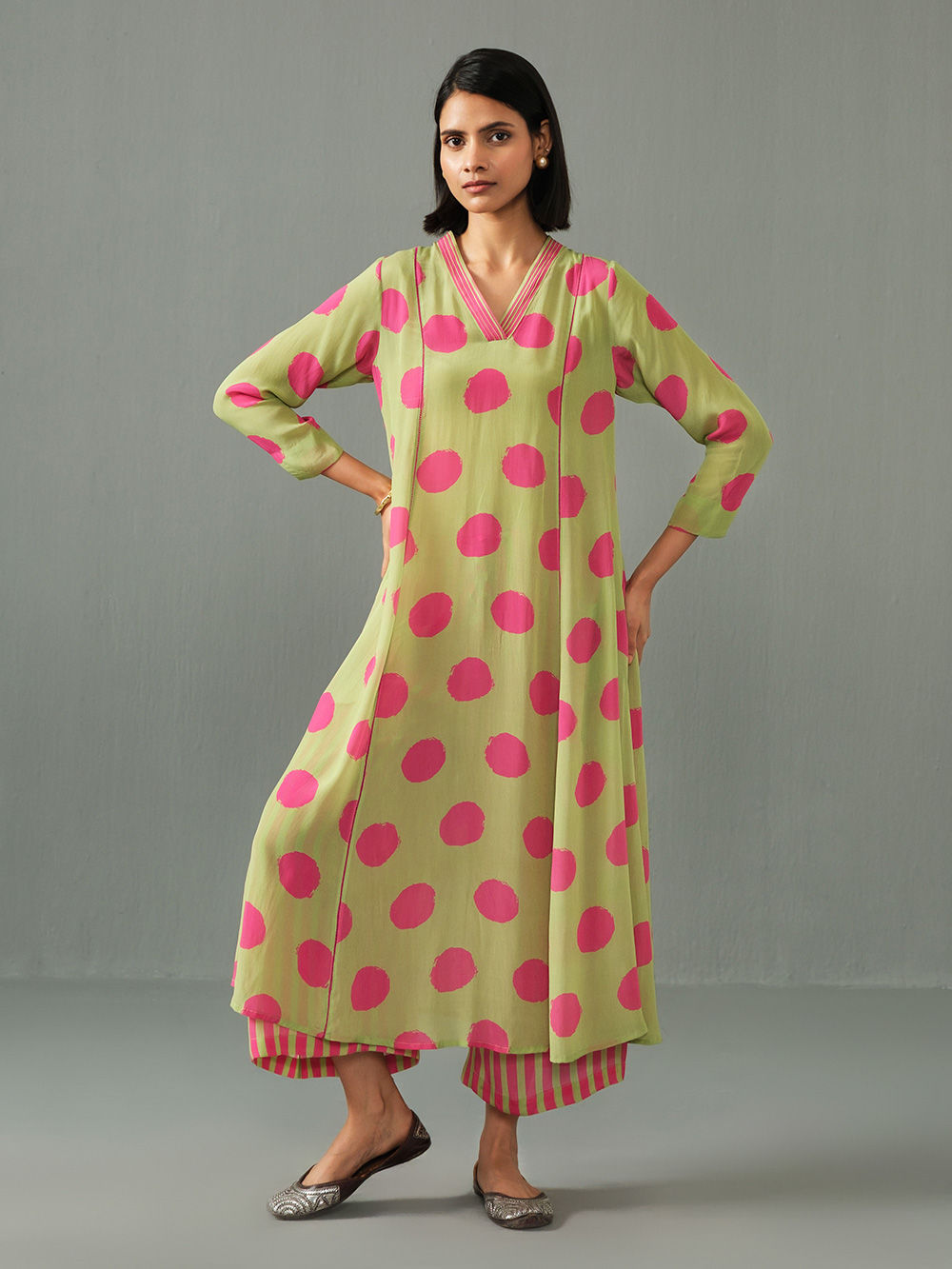 green dress with pink polka dots Polka Dot Mini Dress main image 1