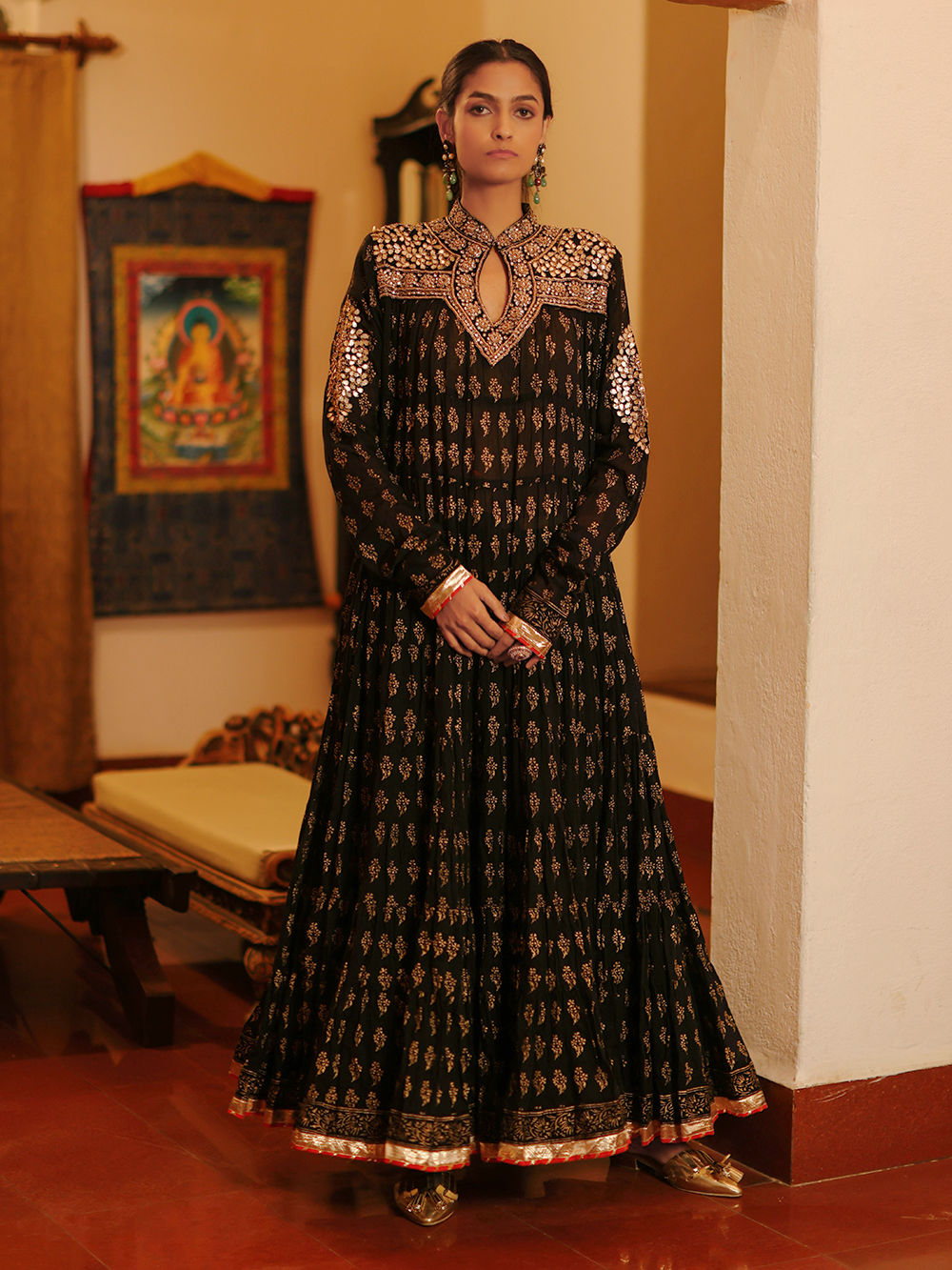 Ivory Embroidered Kurta Skirt Set with Dupatta