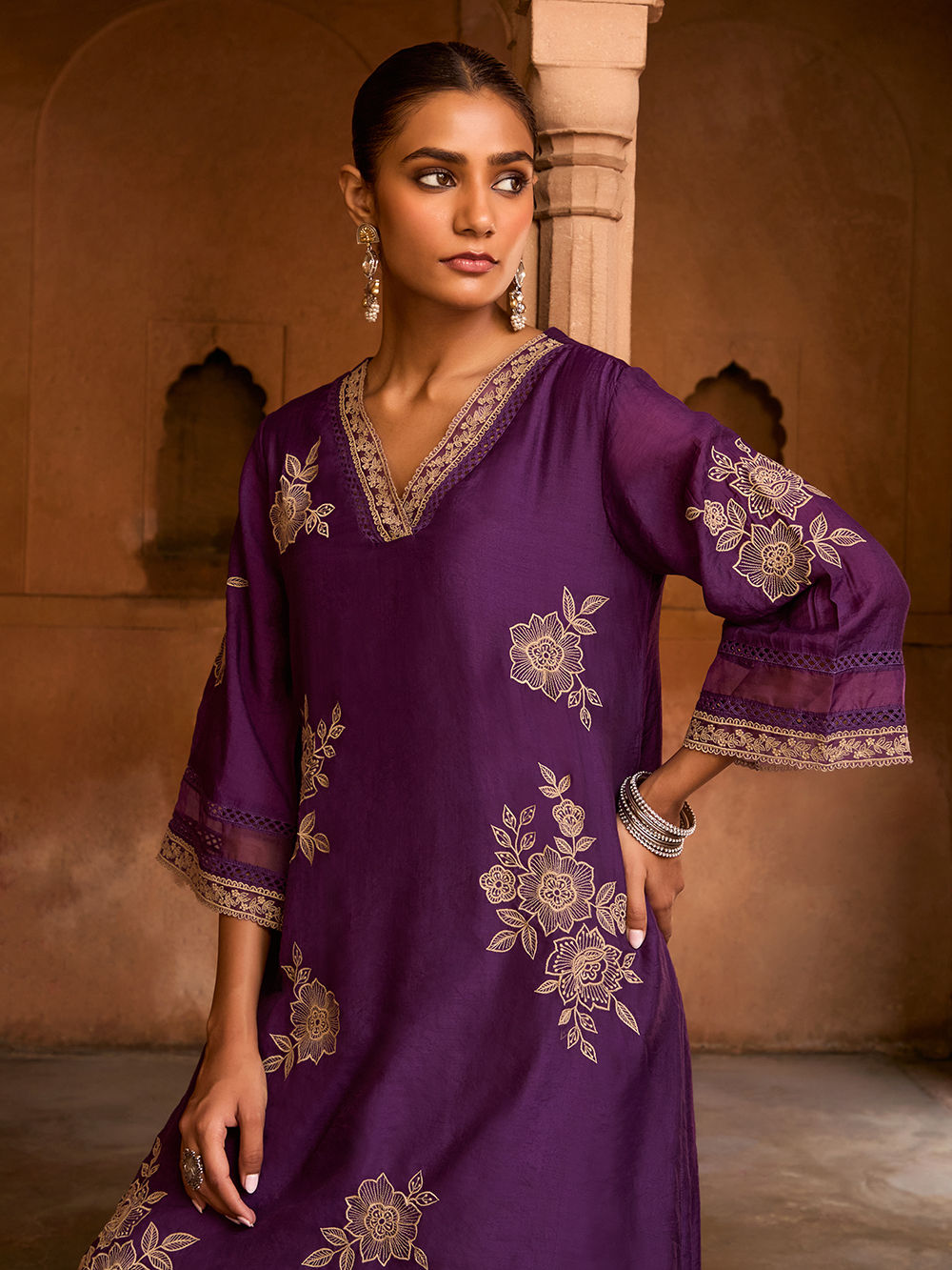 Semi Stitched Formal Chanderi Kurta main image 1