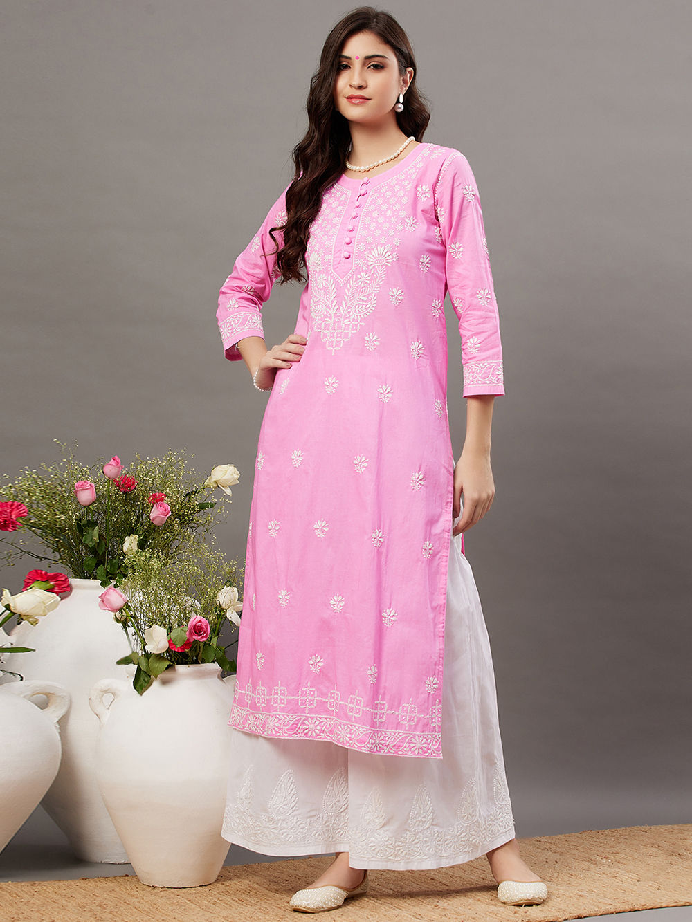 cotton chikankari dress Peach Pure Cotton Chikankari Dress Design by TIC at Pernia's Pop Up Shop 2026