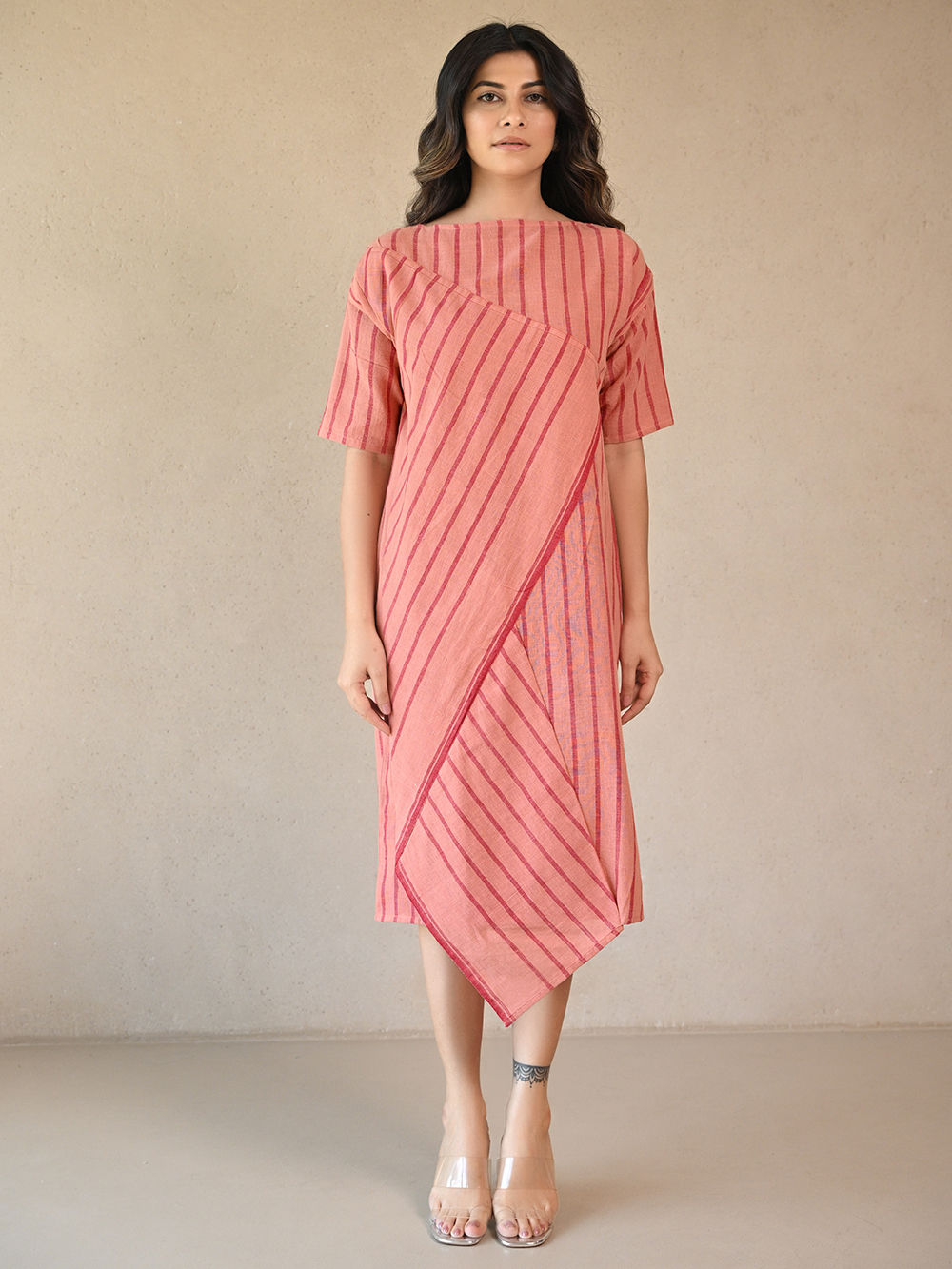 petal and pup linda stripe ruffle sleeve cotton midi dress Clo Puff Size:16 1/2 carmella How to Buy Dress Comes in 4 colorsSize