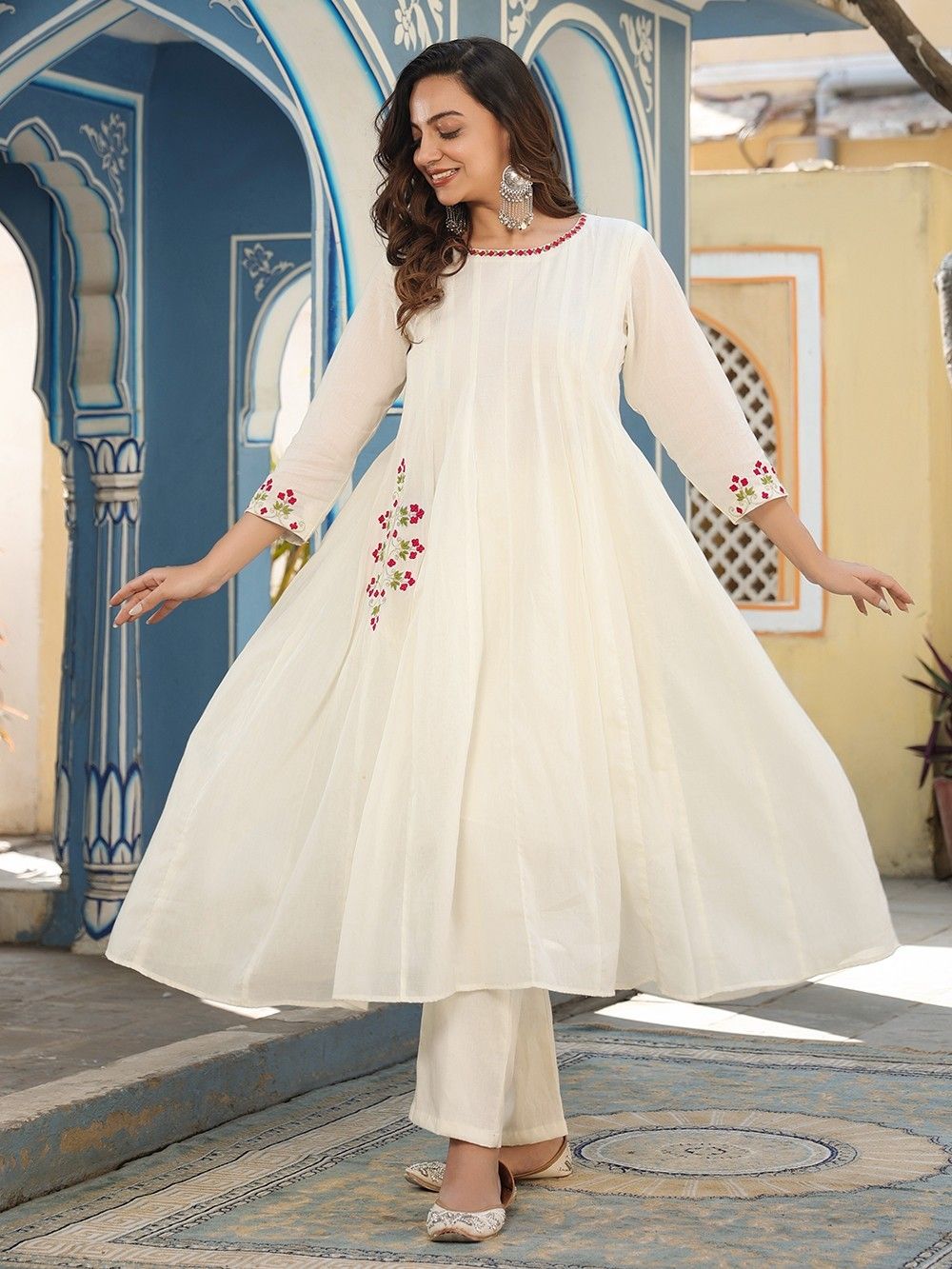 Palmer Organza Green Anarkali Kurta Set