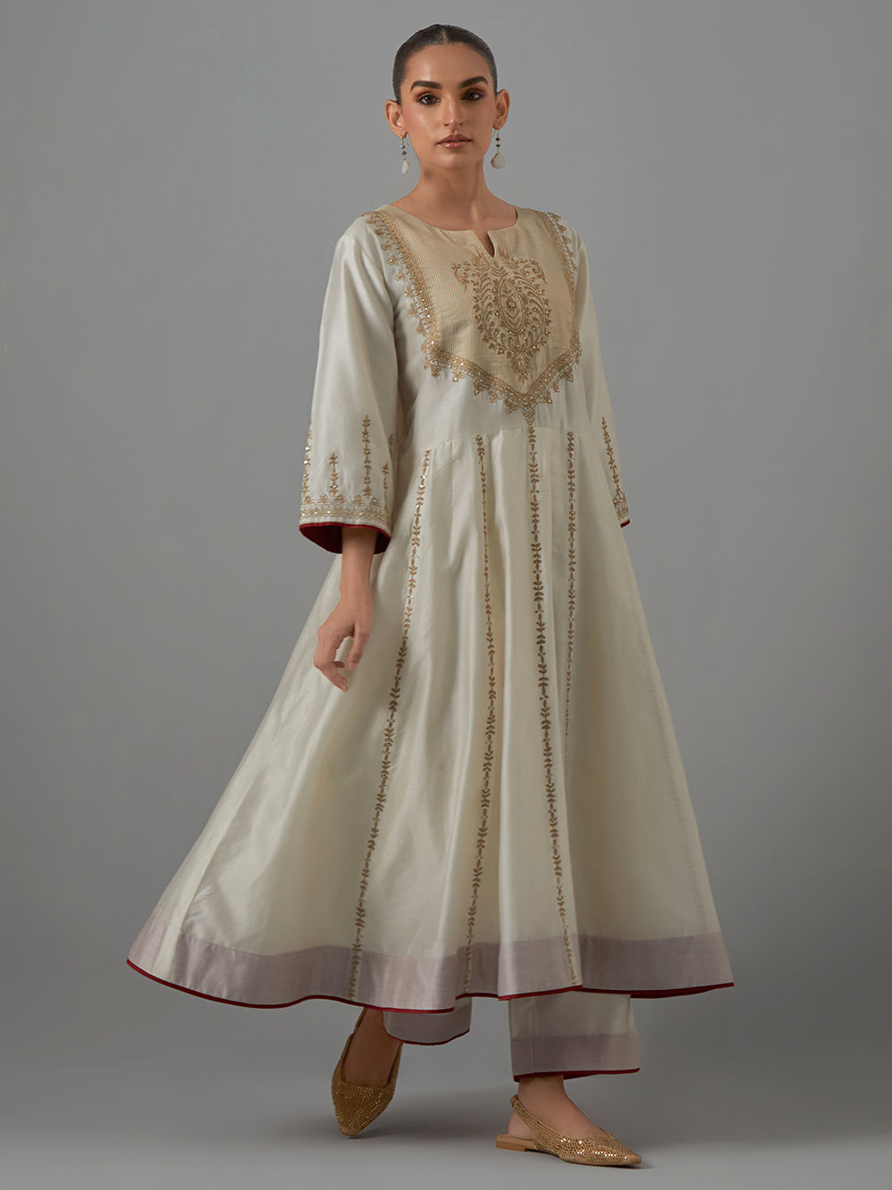 White Chanderi Pant Suit