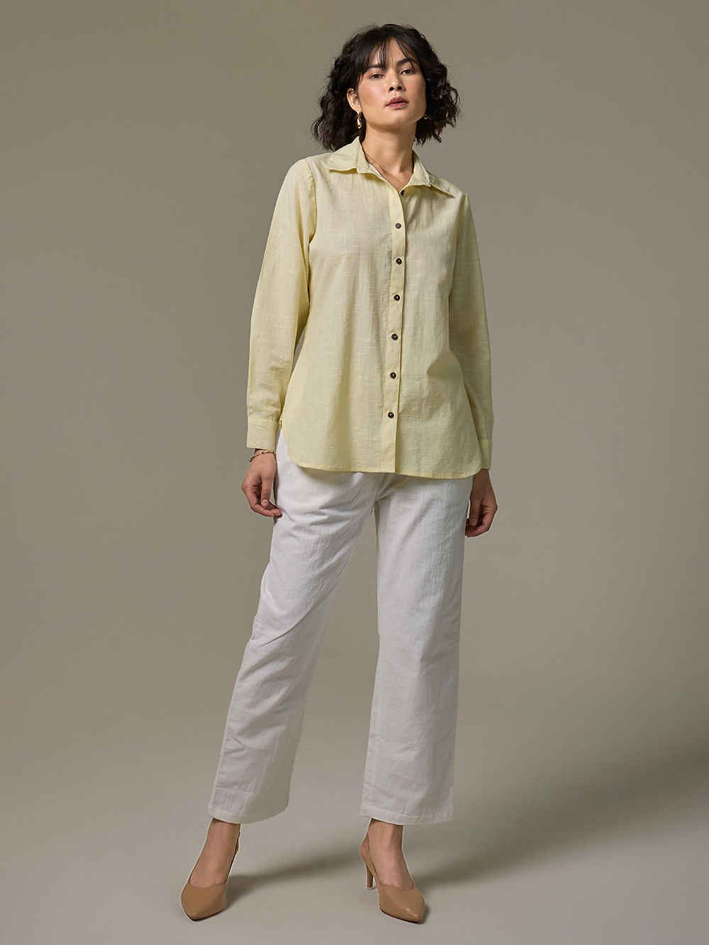 Beige Cotton Linen Shirt