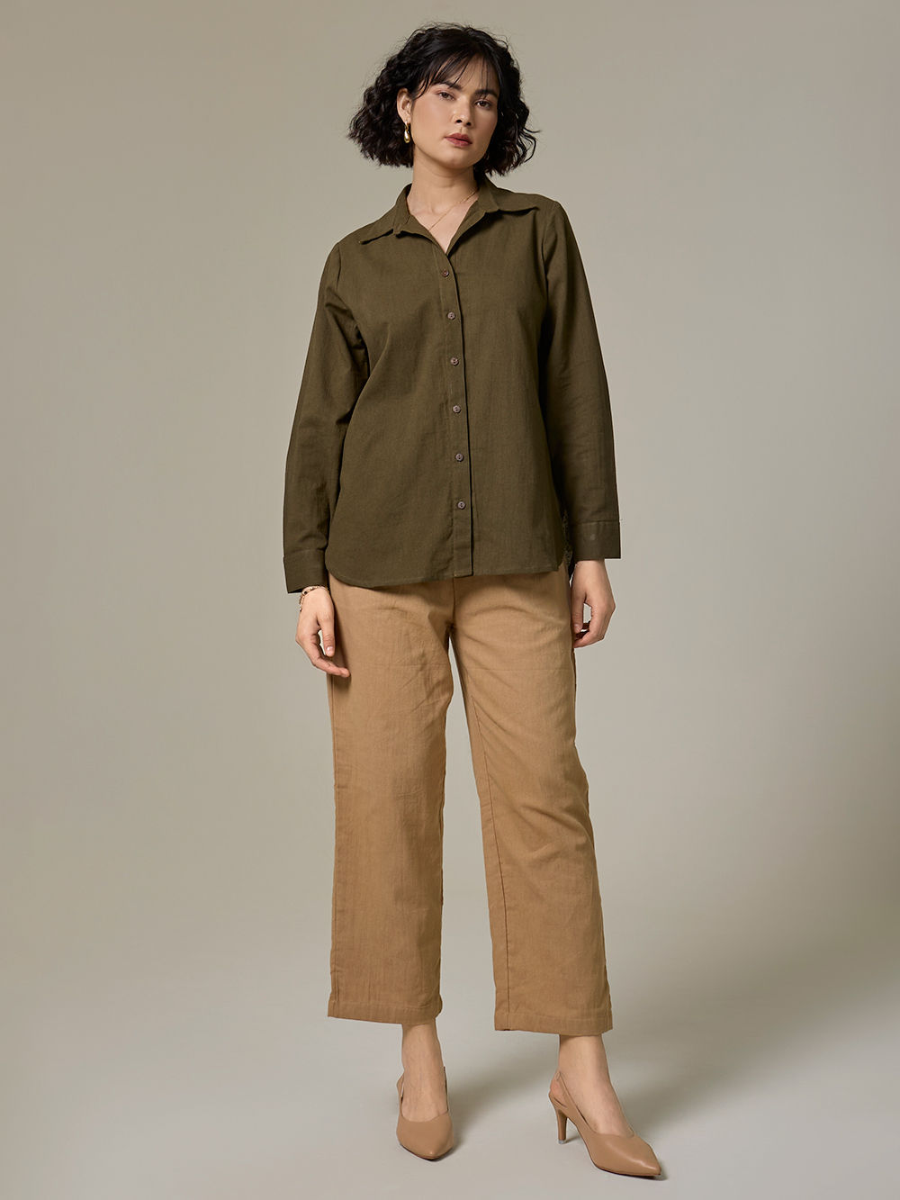 Beige Cotton Linen Shirt