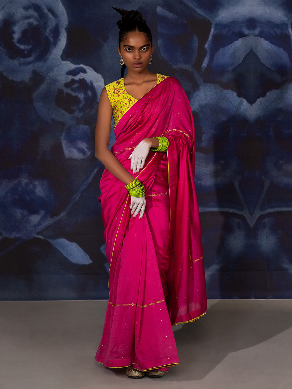 Vermilion Red Chanderi Drape Co-ord Set