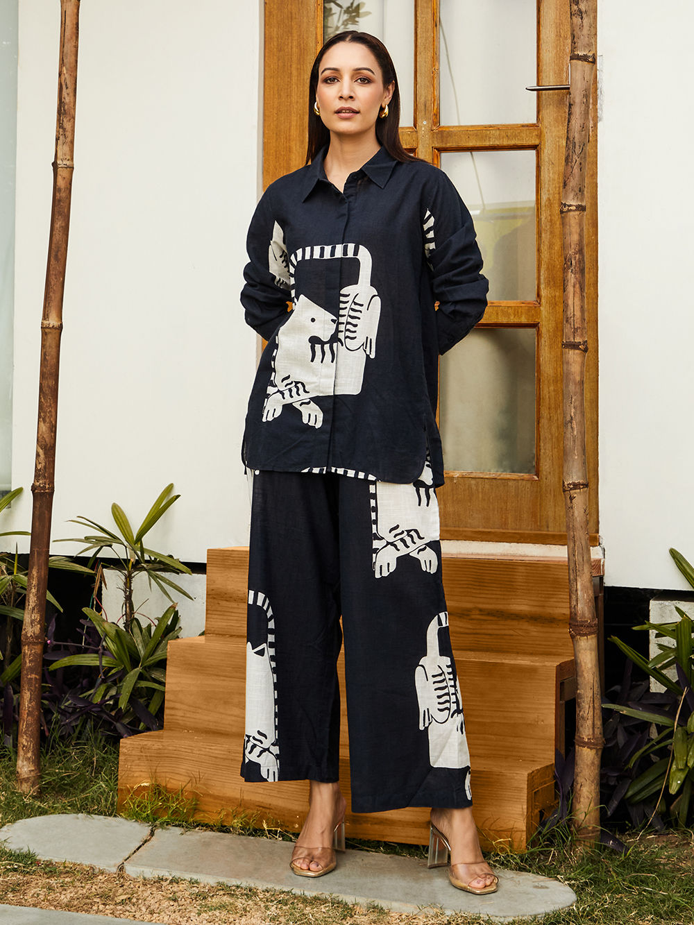 Red & Yellow Printed Cotton Kurta with Patiala Pants main image 0