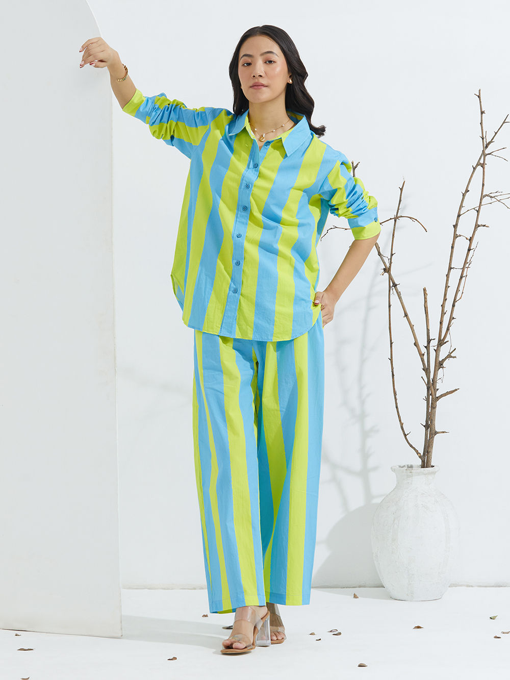 Powder pink printed poplin co-ord set