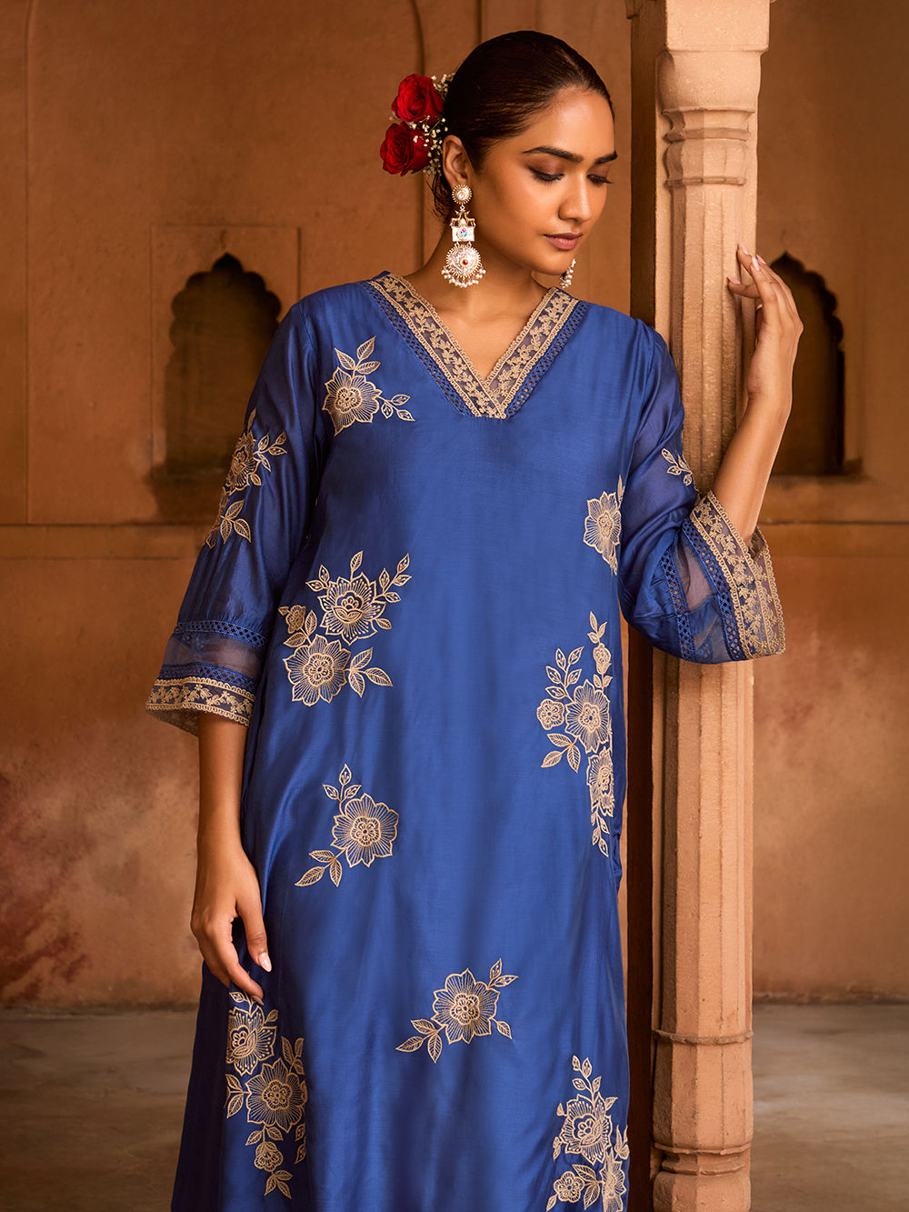 Semi Stitched Formal Chanderi Kurta