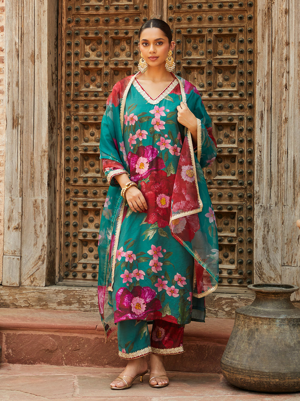 Lining Printed Organza Dupatta - Zinc (DZ14992) main image 1