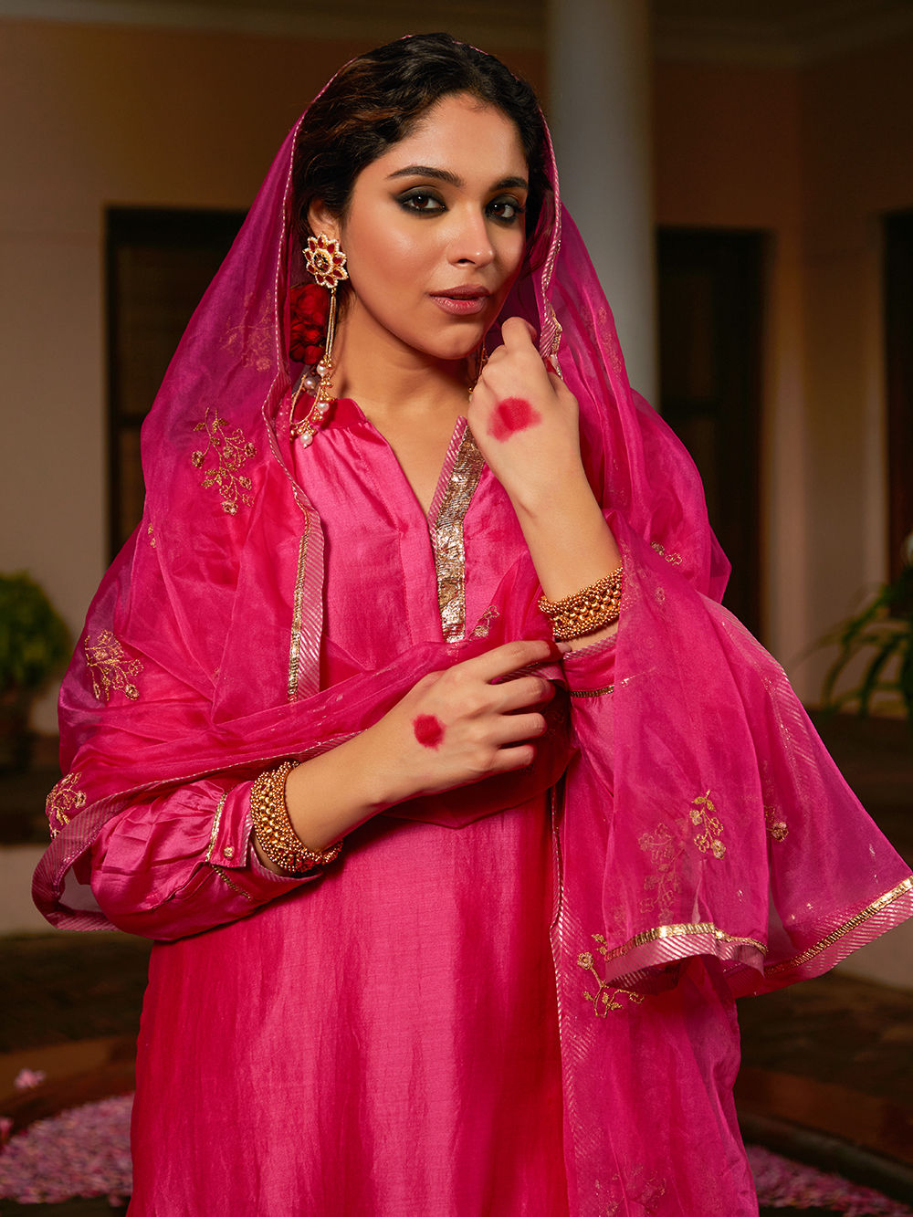 Joban Fashion Purple Kurta Set Chanderi Sequence Embroidery Work main image 1