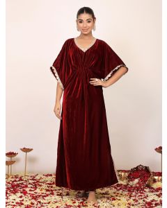 Maroon  Velvet Kaftan