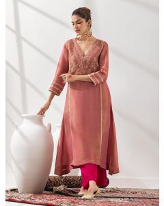 Pink Embroidered Tissue Suit- Set of 3