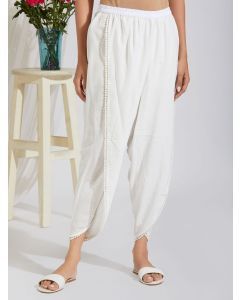 White Rayon Tulip Pants