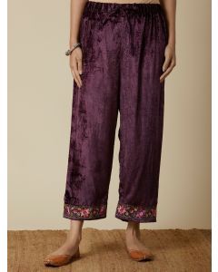 Violet Embroidered Velvet Pants