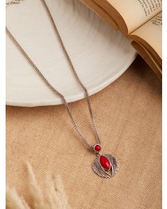 Red Handcrafted Brass Necklace