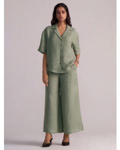Green Linen Co-ord Set- Set of 2