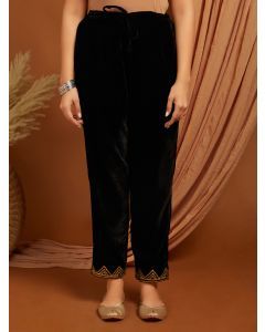 Black Gota Work Velvet Pants