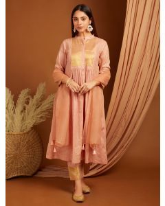 Peach Shimmer Linen Blend Suit - Set of 3