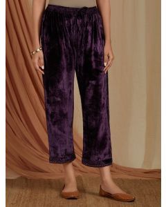 Purple Zardozi Hand Embroidered Velvet Palazzo