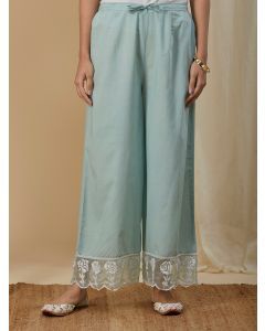 Powder Blue Chikankari Hand Embroidered Cotton Palazzo