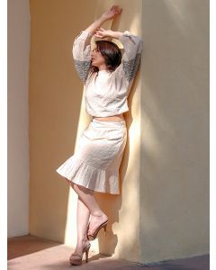 White Embroidered Cambric Cotton Co-ord Set- Set of 2