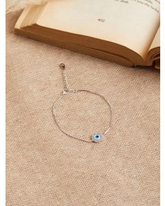 Silver Handcrafted Evil Eye Bracelet