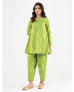 Green Banarasi Woven Silk Kurta with Pants- Set of 2
