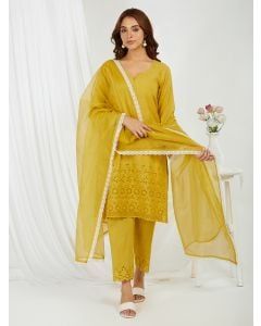 Mustard Yellow Organza Dupatta