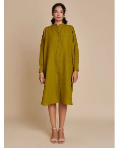 Mehndi Green Linen Dress