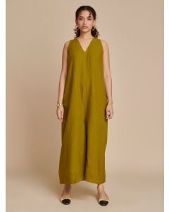 Mehndi Green Linen Jumpsuit