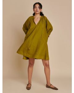 Mehndi Green Linen Dress