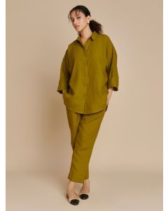 Mehndi Green Linen Co-ord Set - Set of 2