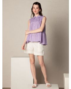 Lavender Embroidered Cotton Top