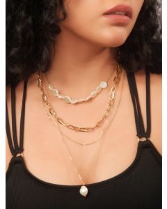 Gold Plated Handcrafted Brass Layered Necklace