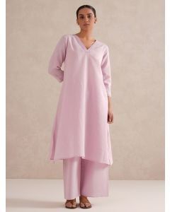 Lilac Cotton Kurta with Pants- Set of 2