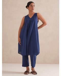 Blue Cotton Kurta with pants- Set of 2