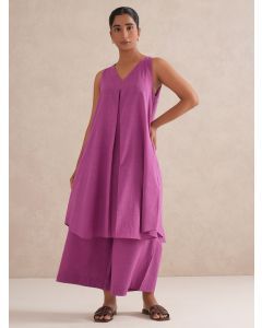 Purple Cotton Kurta with Palazzo- Set of 2