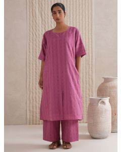 Purple Cotton Kurta with Palazzo- Set of 2