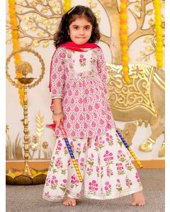 Multicolor Printed Cotton Sharara Suit - Set of 3