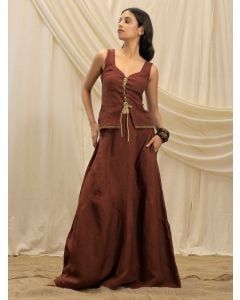 Maroon Linen Skirt