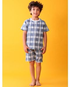 Blue Printed Cotton Night Wear - Set of 2